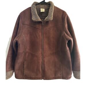 Cabela's Womens Sherpa Fleece Lined Zip Up Jacket Chocolate Brown Outdoors Cozy